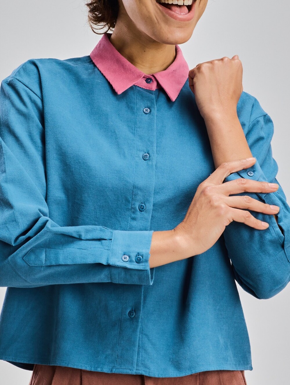 Organic Cotton Cordurouy Button Down with Contrast Collar